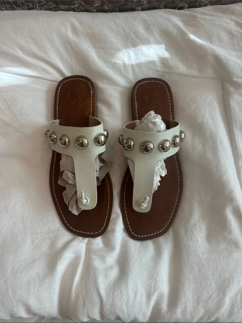 Marc Fisher White Studded Thong Sandals - Women